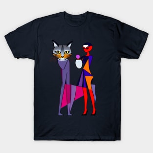 Abstract Geometric Egypt Cat Goddess T-Shirt